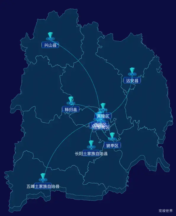 echarts宜昌市地区地图geoJson数据-自定义文字样式